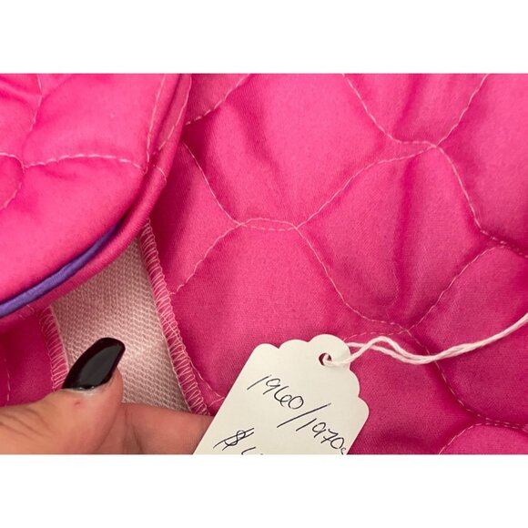 Vintage 60s 70s Lara Dee Womens Robe Quilted House Coat S Small Pink Floral - Picture 4 of 9